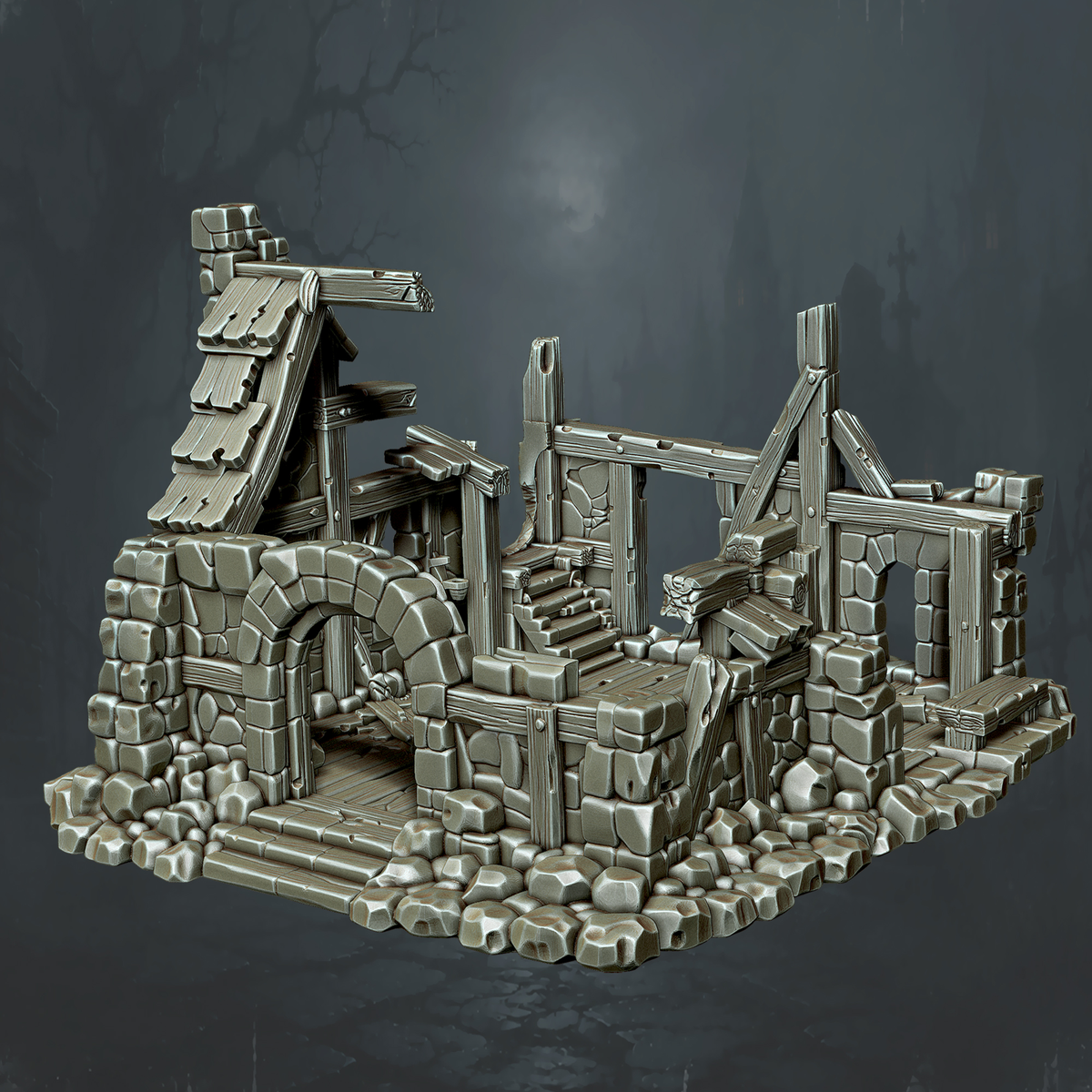 Ruined House with Interior Stairs - Supplied digital geometry reference