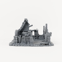 Ruined House with Interior Stairs - Exact included printed components, front view