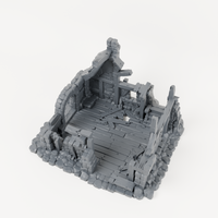 Ruined House with Interior Stairs - Exact included printed components, alternate view