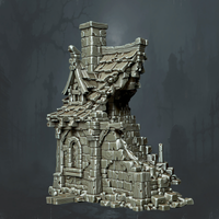 Ruined House with Tall Chimney - Supplied digital geometry reference