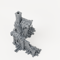 Ruined House with Tall Chimney - Exact included printed components, alternate view