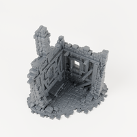 Ruined House Corner with Chimney - Exact included printed components, alternate view