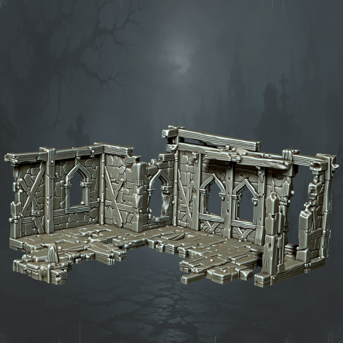 Ruined House with Gothic Windows - Supplied digital geometry reference