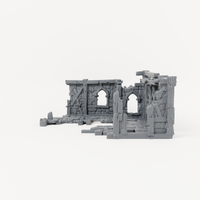 Ruined House with Gothic Windows - Exact included printed components, front view