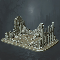 Ruined House Foundation with Barrels - Supplied digital geometry reference