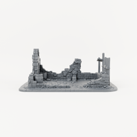 Ruined House Foundation with Barrels - Exact included printed components, front view