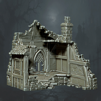 Chimney House Ruin with Gothic Door - Supplied digital geometry reference