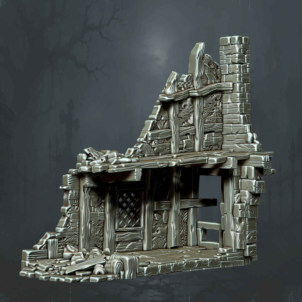 Roofless Timber House with Chimney - Supplied digital geometry reference