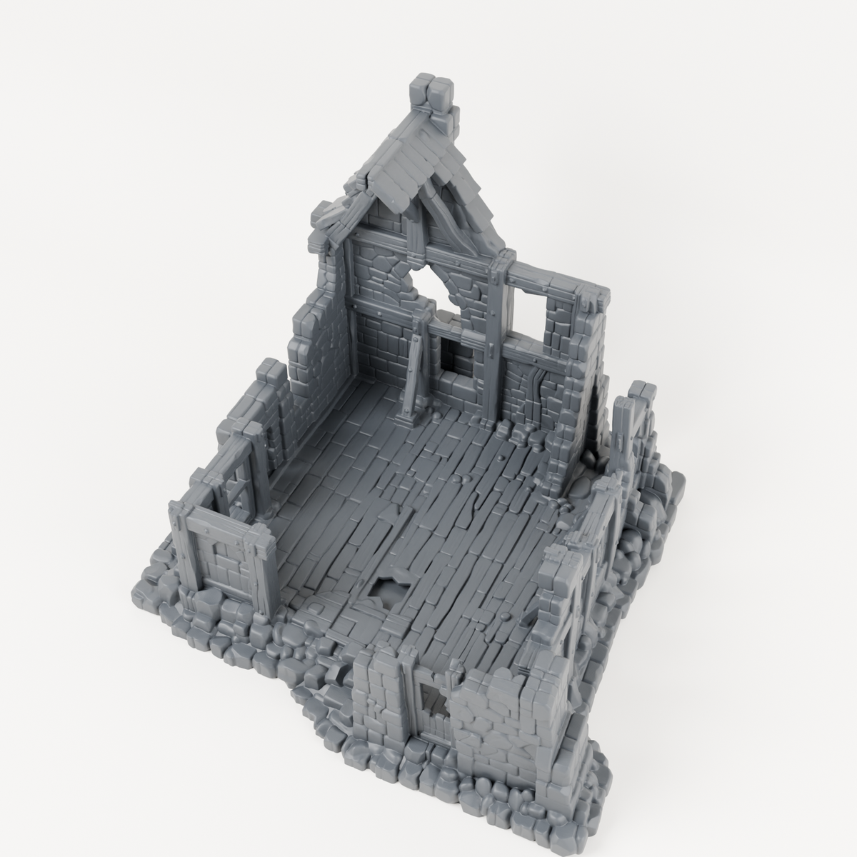 Open Timber Cottage Ruin - Exact included printed components, alternate view