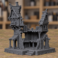Twin Gable House Ruin - Digital product illustration