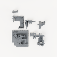 Twin Gable House Ruin - Exact included printed components, overhead view