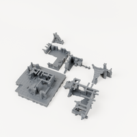 Twin Gable House Ruin - Exact included printed components, alternate view