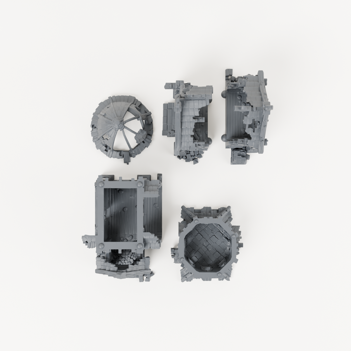 Ruined Domed Tower House - Exact included printed components, overhead view