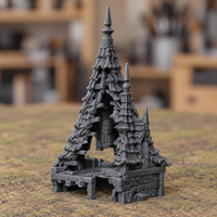 Ruined Tower with Tiled Spires - Digital product illustration