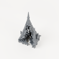 Ruined Tower with Tiled Spires - Exact included printed components, alternate view