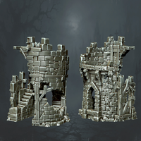 Ruined Tower with Exterior Stairs - Supplied digital reference showing two views of the single included tower