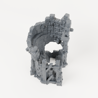 Ruined Tower with Exterior Stairs - Exact included printed components, alternate view