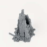 Broken Stone Tower Wall - Exact included printed components, alternate view