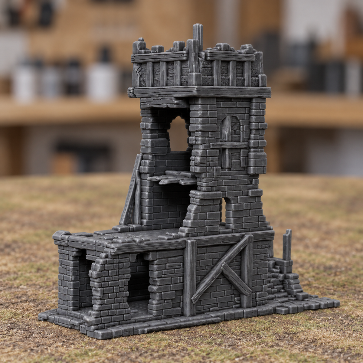 Ruined Watchtower with Platforms - Digital product illustration