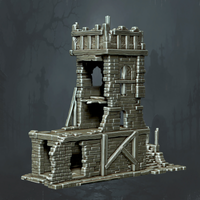 Ruined Watchtower with Platforms - Supplied digital geometry reference