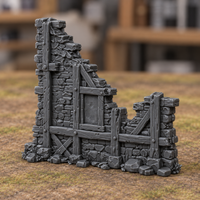 Timber Braced Ruined Wall - Digital product illustration