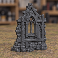 Ruined Gothic Tracery Window Wall - Digital product illustration