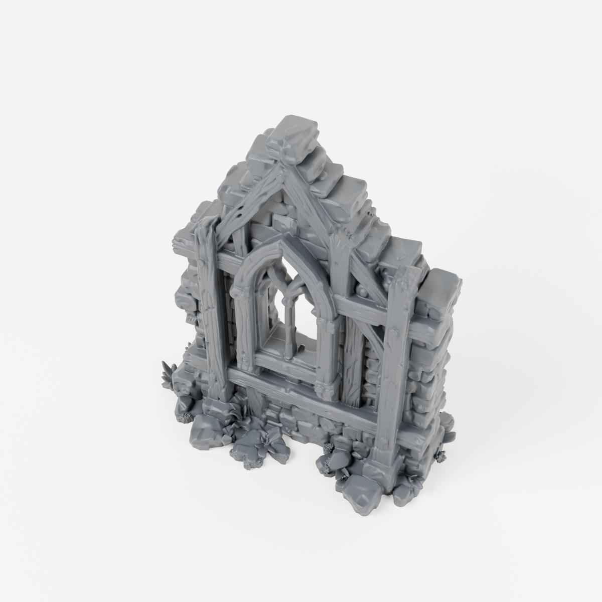 Ruined Gothic Tracery Window Wall - Exact included printed components, alternate view