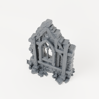 Ruined Gothic Tracery Window Wall - Exact included printed components, alternate view