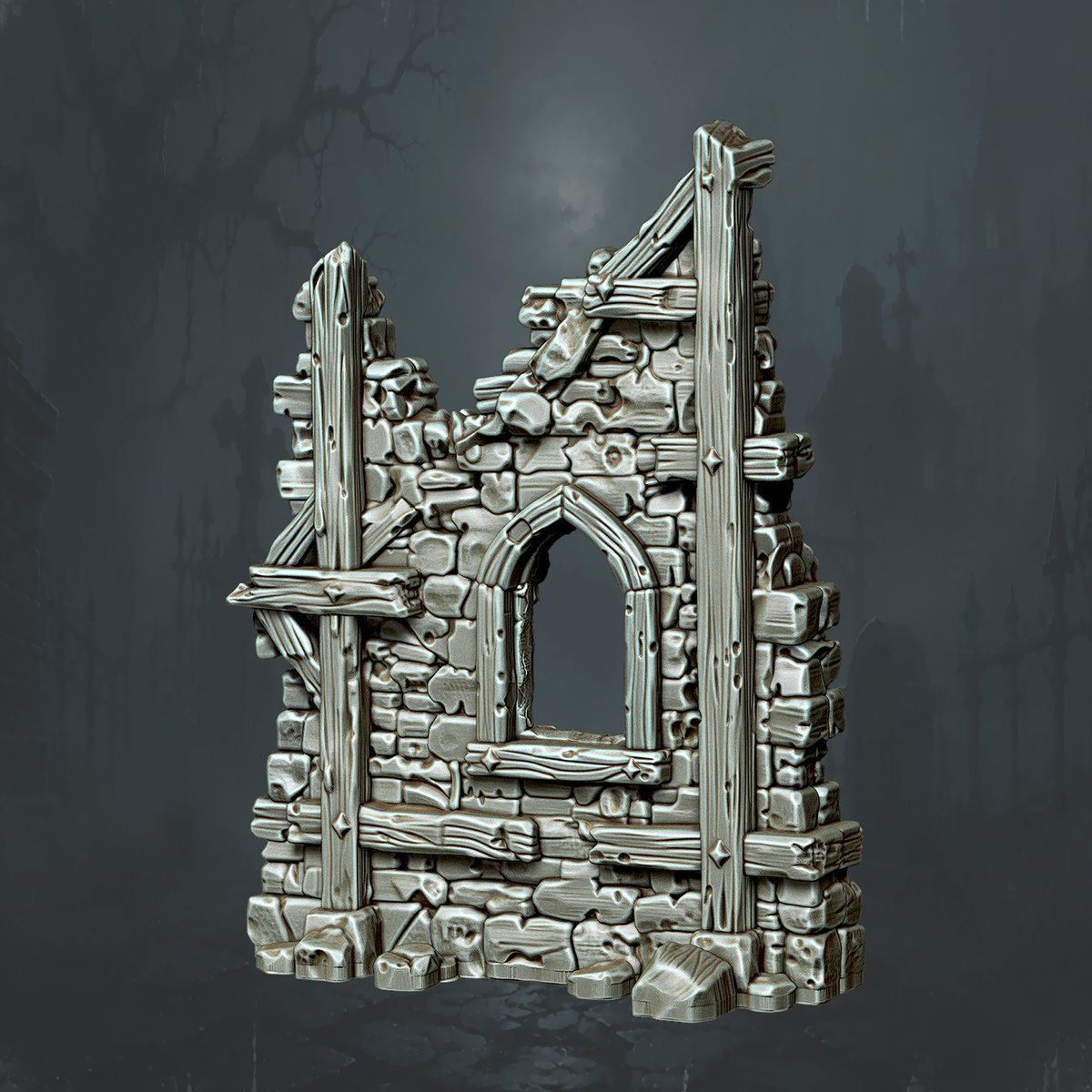Ruined Arched Window Wall - Supplied digital geometry reference