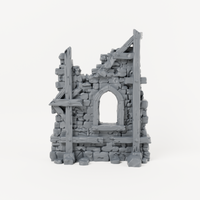 Ruined Arched Window Wall - Exact included printed components, front view