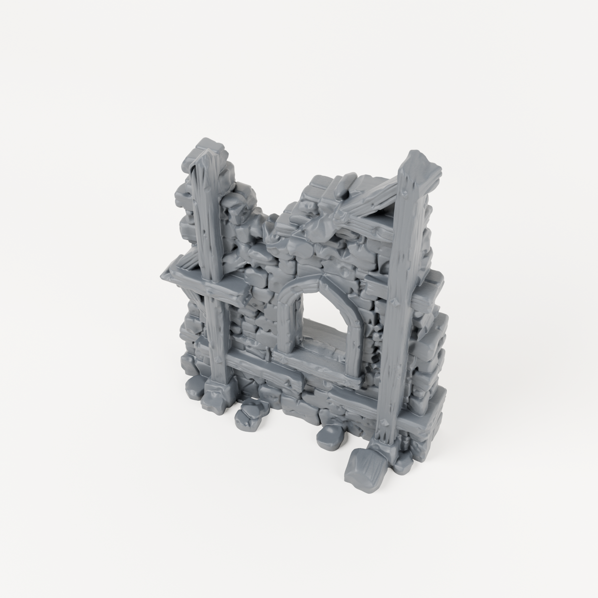 Ruined Arched Window Wall - Exact included printed components, alternate view