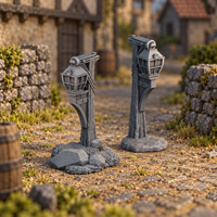 Supplementary product photo for Lantern Set 28mm DND Scatter Terrain | Tabletop Wargaming Scenery for Warhammer, Frostgrave & RPG | Unpainted 3D Printed in unpainted charcoal grey PLA