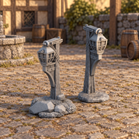 Supplementary product photo for Lantern Set 28mm DND Scatter Terrain | Tabletop Wargaming Scenery for Warhammer, Frostgrave & RPG | Unpainted 3D Printed in unpainted charcoal grey PLA