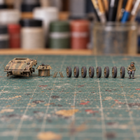 Iron Advance Open-Turret Armoured Car. Painted display example. Supplied unpainted. Background items not included.