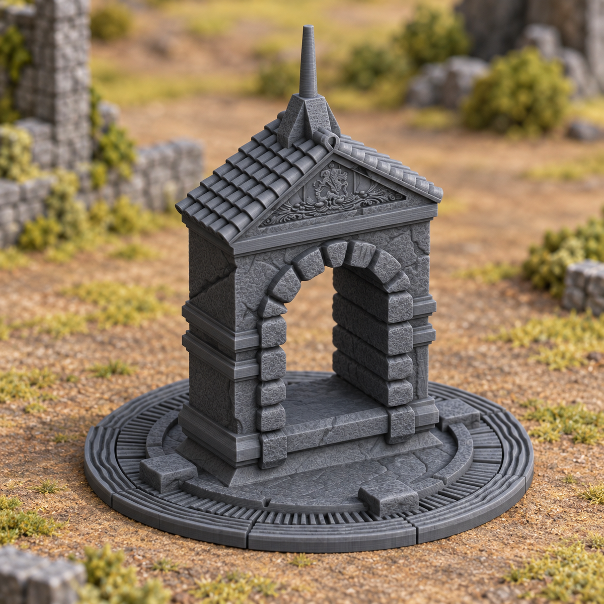 Supplementary product photo for Shrine - 28mm DND/Wargame/RPG Terrain in unpainted charcoal grey PLA