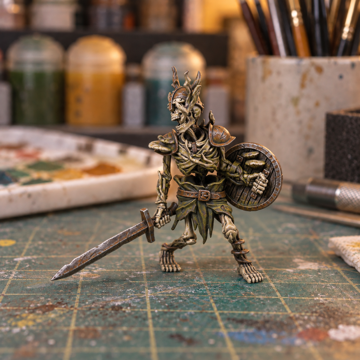 Skeleton 1 Swamp, Slapchop-painted display example. Supplied unpainted. Background items not included.