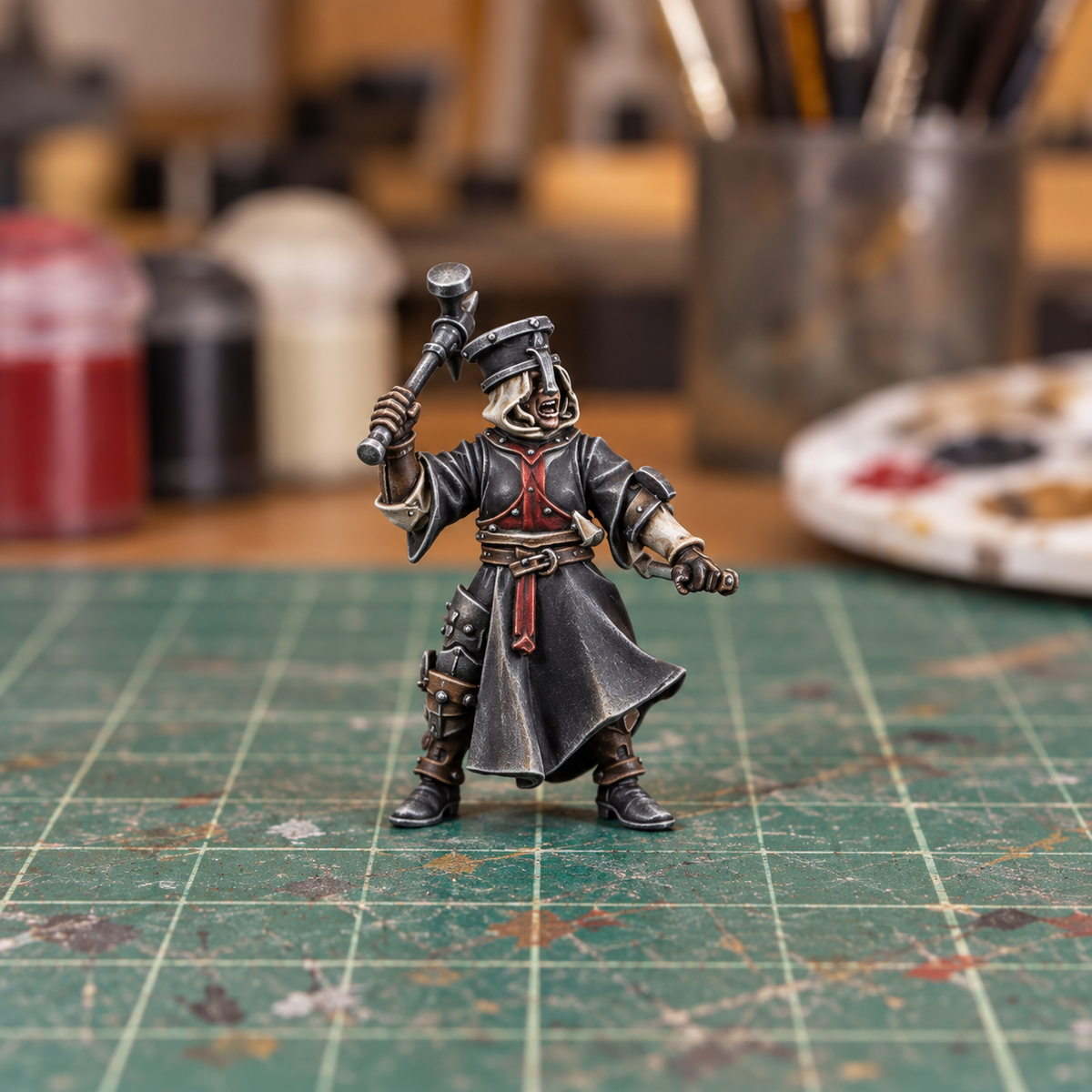 Iron Veil Sisters, Iron Veil Sister 01. Slapchop-painted display example. Supplied unpainted. Background items not included.