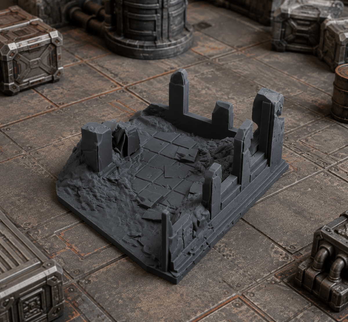Small Battlefield Ruins – 28mm Tabletop Terrain for Sci-Fi Wargaming - Molten Prints