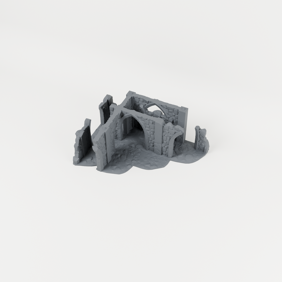 Small Medieval Ruin 01 unpainted 28mm tabletop terrain, supplied as separate printed parts