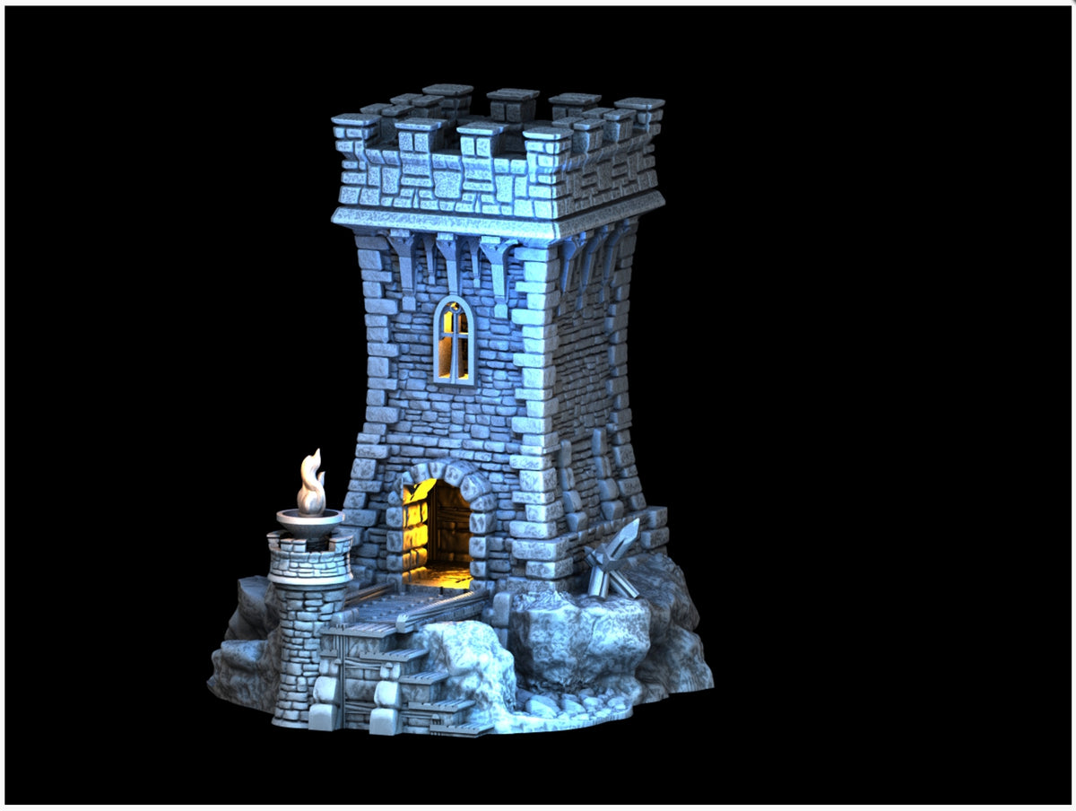 Mountain Outpost painted reference example, product supplied grey and unpainted