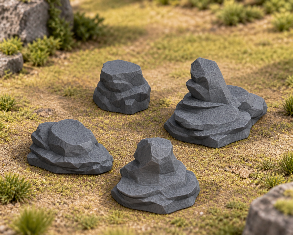 Supplementary product photo for Stone Formations - 3D Printed Terrain for Epic Adventures in unpainted charcoal grey PLA