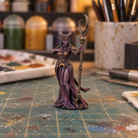 Tiefling Mage. Slapchop-painted display example. Supplied unpainted. Background items not included.