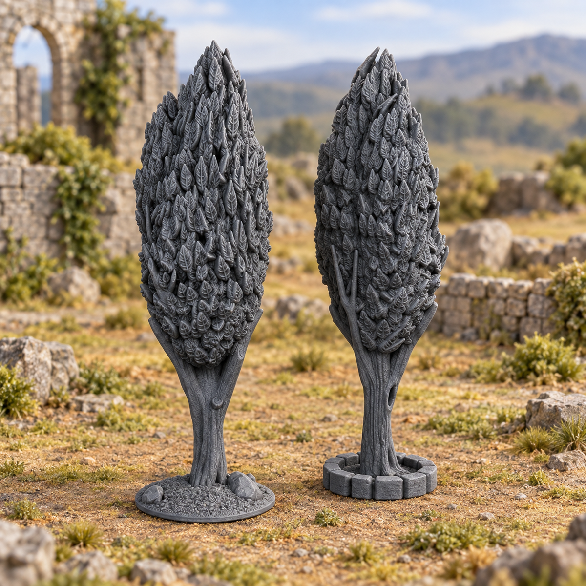 Supplementary product photo for Tree Set 28mm DND Scatter Terrain | Tabletop Wargaming Woodland Scenery for Warhammer, Frostgrave & RPG | 3D Printed in unpainted charcoal grey PLA