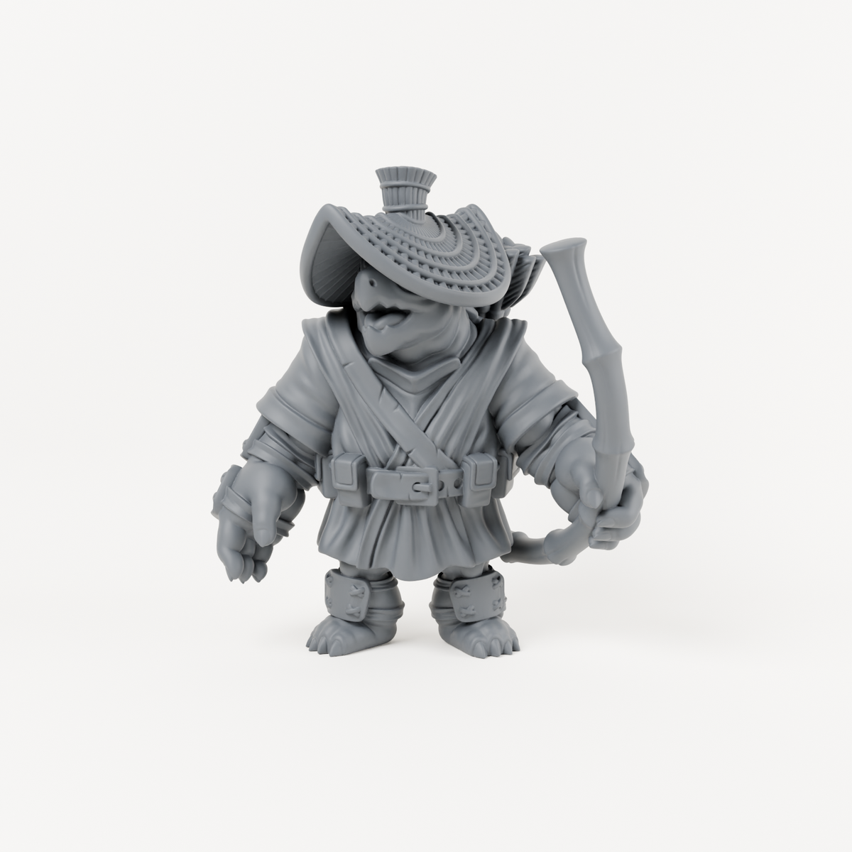 Turtle Archer 2 unpainted grey resin miniature, front view