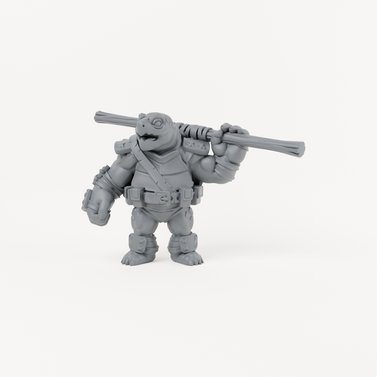Turtle Bo Staff unpainted grey resin miniature, front view