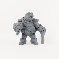 Turtle Nunchuck unpainted grey resin miniature, front view