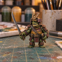 Turtle Samurai 1, Slapchop-painted display example. Supplied unpainted. Background items not included.