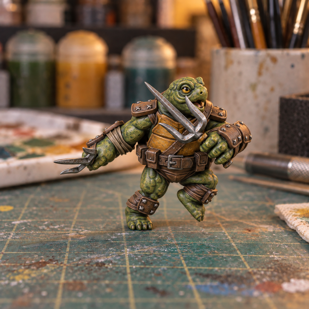 Turtle Tsai, Slapchop-painted display example. Supplied unpainted. Background items not included.