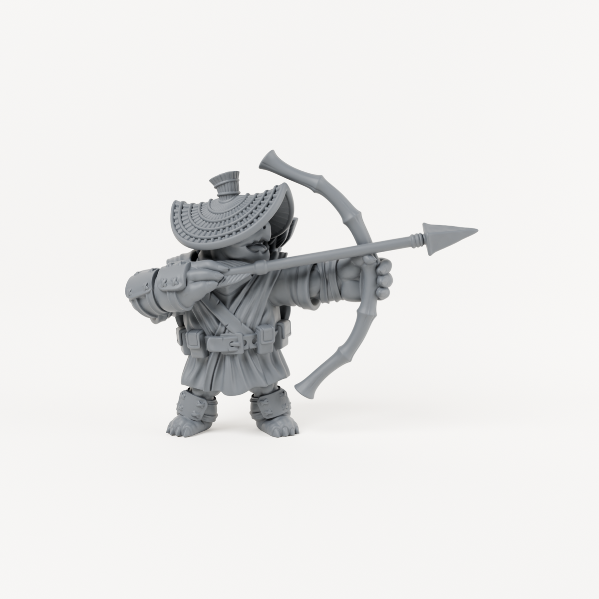 Turtle Archer 3 unpainted grey resin miniature, front view