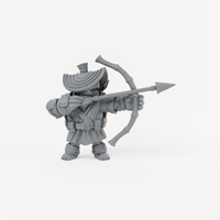 Turtle Archer 3 unpainted grey resin miniature, front view